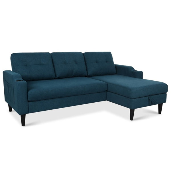 English Elm Sofa with Hidden Storage Solid Wood Frame Fabric Upholstery for Living Rooms Blue W680S00105