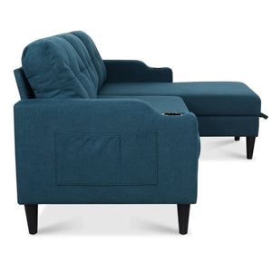 English Elm Sofa with Hidden Storage Solid Wood Frame Fabric Upholstery for Living Rooms Blue W680S00105