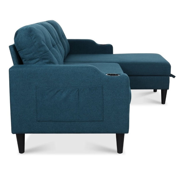 English Elm Sofa with Hidden Storage Solid Wood Frame Fabric Upholstery for Living Rooms Blue W680S00105