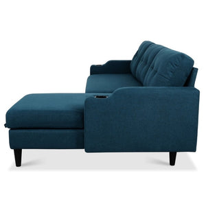 English Elm Sofa with Hidden Storage Solid Wood Frame Fabric Upholstery for Living Rooms Blue W680S00105