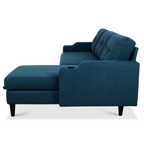 English Elm Sofa with Hidden Storage Solid Wood Frame Fabric Upholstery for Living Rooms Blue W680S00105