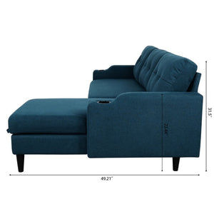 English Elm Sofa with Hidden Storage Solid Wood Frame Fabric Upholstery for Living Rooms Blue W680S00105