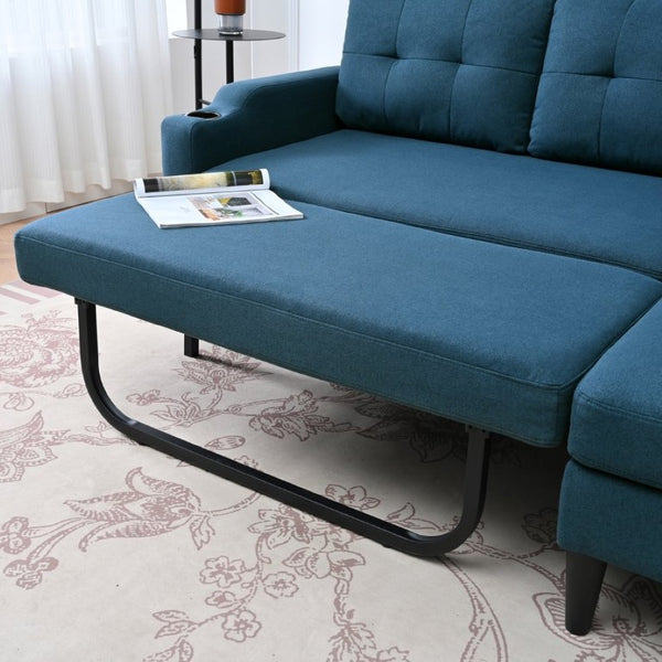 English Elm Sofa with Hidden Storage Solid Wood Frame Fabric Upholstery for Living Rooms Blue W680S00105