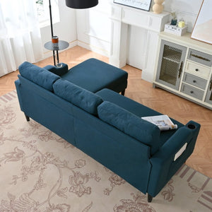 English Elm Sofa with Hidden Storage Solid Wood Frame Fabric Upholstery for Living Rooms Blue W680S00105