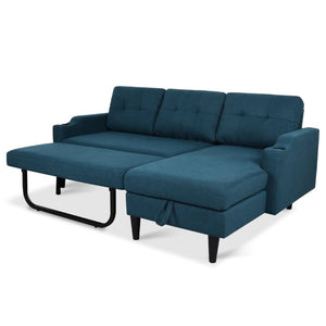 English Elm Sofa with Hidden Storage Solid Wood Frame Fabric Upholstery for Living Rooms Blue W680S00105