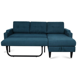 English Elm Sofa with Hidden Storage Solid Wood Frame Fabric Upholstery for Living Rooms Blue W680S00105