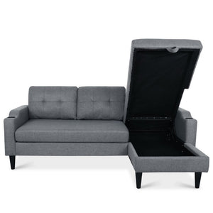 English Elm Sofa with Hidden Storage Solid Wood Frame Fabric Upholstery for Living Rooms Grey W680S00106