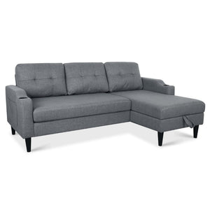 English Elm Sofa with Hidden Storage Solid Wood Frame Fabric Upholstery for Living Rooms Grey W680S00106