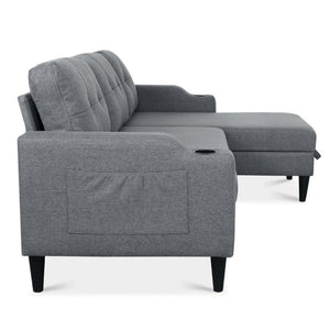 English Elm Sofa with Hidden Storage Solid Wood Frame Fabric Upholstery for Living Rooms Grey W680S00106