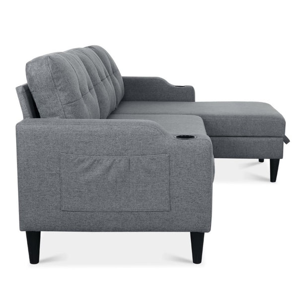 English Elm Sofa with Hidden Storage Solid Wood Frame Fabric Upholstery for Living Rooms Grey W680S00106