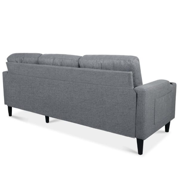 English Elm Sofa with Hidden Storage Solid Wood Frame Fabric Upholstery for Living Rooms Grey W680S00106