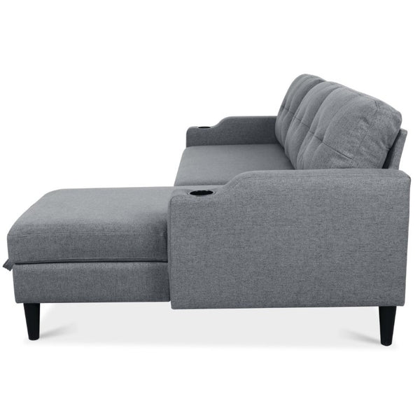English Elm Sofa with Hidden Storage Solid Wood Frame Fabric Upholstery for Living Rooms Grey W680S00106