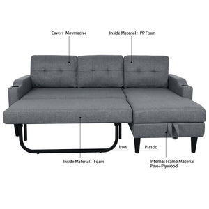 English Elm Sofa with Hidden Storage Solid Wood Frame Fabric Upholstery for Living Rooms Grey W680S00106