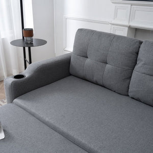 English Elm Sofa with Hidden Storage Solid Wood Frame Fabric Upholstery for Living Rooms Grey W680S00106
