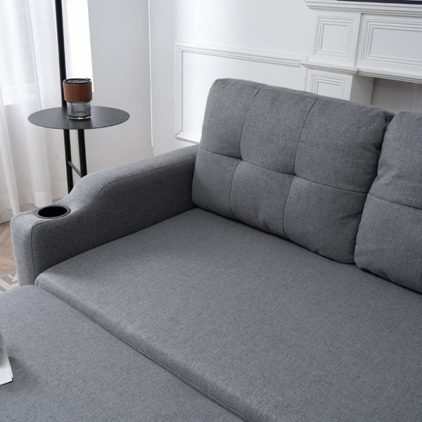 English Elm Sofa with Hidden Storage Solid Wood Frame Fabric Upholstery for Living Rooms Grey W680S00106