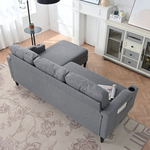 English Elm Sofa with Hidden Storage Solid Wood Frame Fabric Upholstery for Living Rooms Grey W680S00106