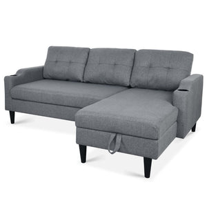 English Elm Sofa with Hidden Storage Solid Wood Frame Fabric Upholstery for Living Rooms Grey W680S00106