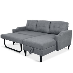 English Elm Sofa with Hidden Storage Solid Wood Frame Fabric Upholstery for Living Rooms Grey W680S00106