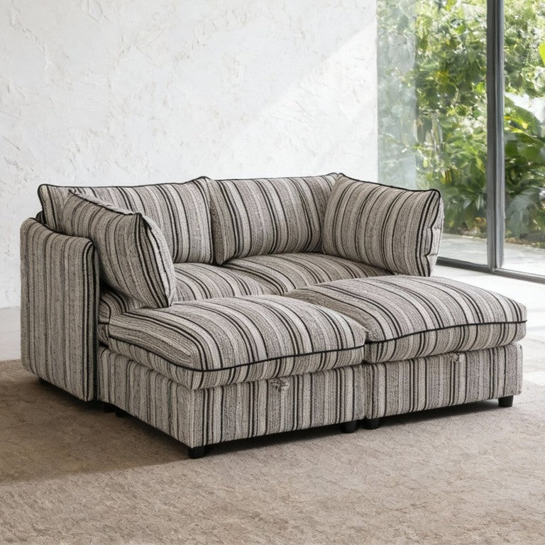 English Elm 4 Seat Modular Sectional Sleeper Sofa with Hidden Storage and Striped Upholstery W680S00163