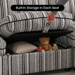 English Elm 4 Seat Modular Sectional Sleeper Sofa with Hidden Storage and Striped Upholstery W680S00163
