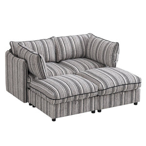 English Elm 4 Seat Modular Sectional Sleeper Sofa with Hidden Storage and Striped Upholstery W680S00163