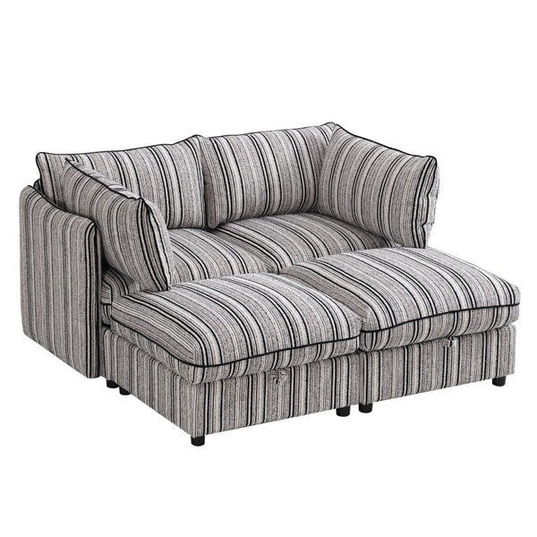 English Elm 4 Seat Modular Sectional Sleeper Sofa with Hidden Storage and Striped Upholstery W680S00163