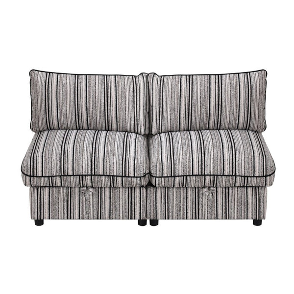 English Elm 4 Seat Modular Sectional Sleeper Sofa with Hidden Storage and Striped Upholstery W680S00163