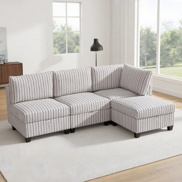English Elm Modular Sectional with Hidden Storage in Every Seat Flexible Fabric Living Room Sofa W680S00166