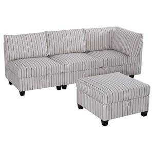 English Elm Modular Sectional with Hidden Storage in Every Seat Flexible Fabric Living Room Sofa W680S00166