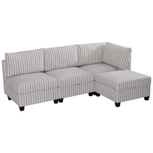 English Elm Modular Sectional with Hidden Storage in Every Seat Flexible Fabric Living Room Sofa W680S00166