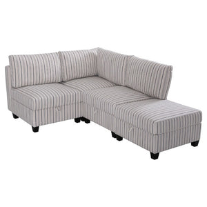English Elm Modular Sectional with Hidden Storage in Every Seat Flexible Fabric Living Room Sofa W680S00166