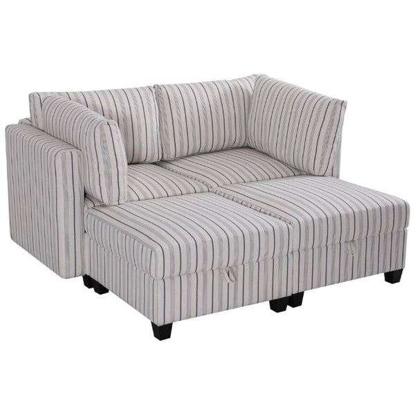 English Elm Modular Sectional with Hidden Storage in Every Seat Flexible Fabric Living Room Sofa W680S00166