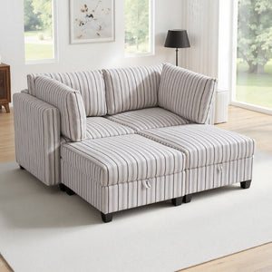 English Elm Modular Sectional with Hidden Storage in Every Seat Flexible Fabric Living Room Sofa W680S00166