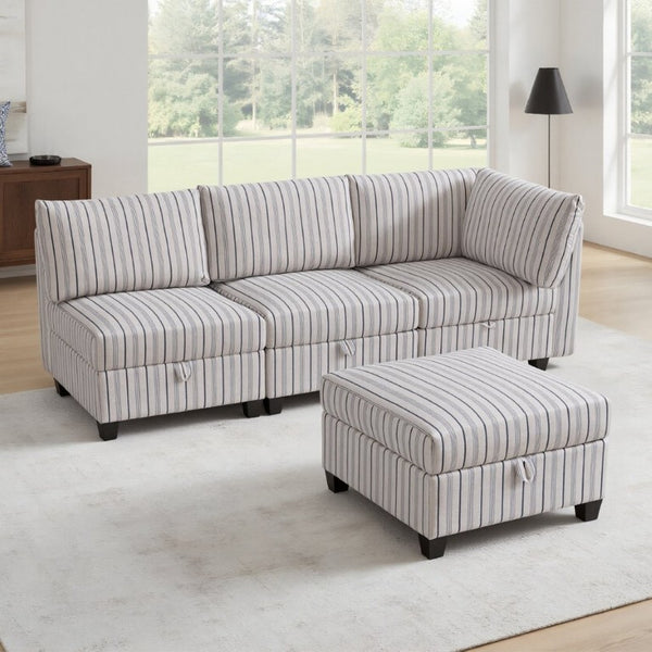 English Elm Modular Sectional with Hidden Storage in Every Seat Flexible Fabric Living Room Sofa W680S00166