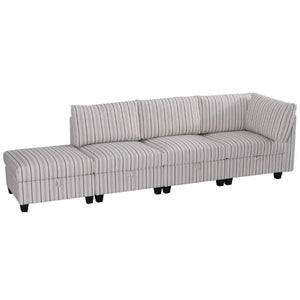 English Elm Modular Sectional with Hidden Storage in Every Seat Flexible Fabric Living Room Sofa W680S00166