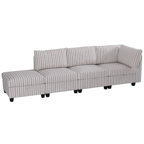 English Elm Modular Sectional with Hidden Storage in Every Seat Flexible Fabric Living Room Sofa W680S00166