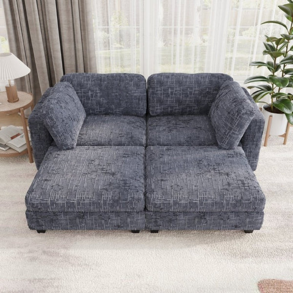 English Elm Modular Sectional Sofa with Hidden Storage in Every Seat Solid Wood Frame Fabric Dark Gray W680S00168