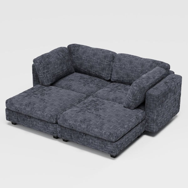English Elm Modular Sectional Sofa with Hidden Storage in Every Seat Solid Wood Frame Fabric Dark Gray W680S00168
