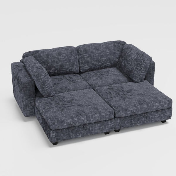 English Elm Modular Sectional Sofa with Hidden Storage in Every Seat Solid Wood Frame Fabric Dark Gray W680S00168