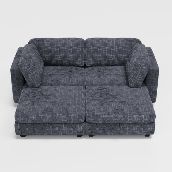English Elm Modular Sectional Sofa with Hidden Storage in Every Seat Solid Wood Frame Fabric Dark Gray W680S00168
