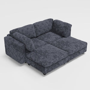 English Elm Modular Sectional Sofa with Hidden Storage in Every Seat Solid Wood Frame Fabric Dark Gray W680S00168