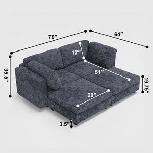 English Elm Modular Sectional Sofa with Hidden Storage in Every Seat Solid Wood Frame Fabric Dark Gray W680S00168