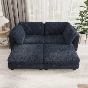 English Elm Modular Sectional Sofa with Hidden Storage in Every Seat Solid Wood Frame Fabric Black W680S00169