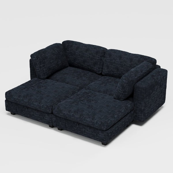 English Elm Modular Sectional Sofa with Hidden Storage in Every Seat Solid Wood Frame Fabric Black W680S00169