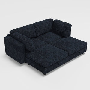 English Elm Modular Sectional Sofa with Hidden Storage in Every Seat Solid Wood Frame Fabric Black W680S00169