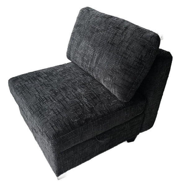 English Elm Modular Sectional Sofa with Hidden Storage in Every Seat Solid Wood Frame Fabric Black W680S00169