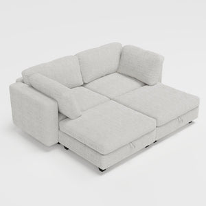 English Elm Modular Sectional Sofa with Hidden Storage in Every Seat Solid Wood Frame Fabric Beige W680S00170