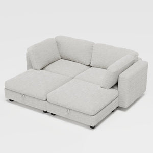 English Elm Modular Sectional Sofa with Hidden Storage in Every Seat Solid Wood Frame Fabric Beige W680S00170