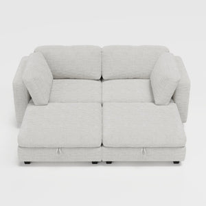 English Elm Modular Sectional Sofa with Hidden Storage in Every Seat Solid Wood Frame Fabric Beige W680S00170