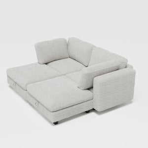 English Elm Modular Sectional Sofa with Hidden Storage in Every Seat Solid Wood Frame Fabric Beige W680S00170